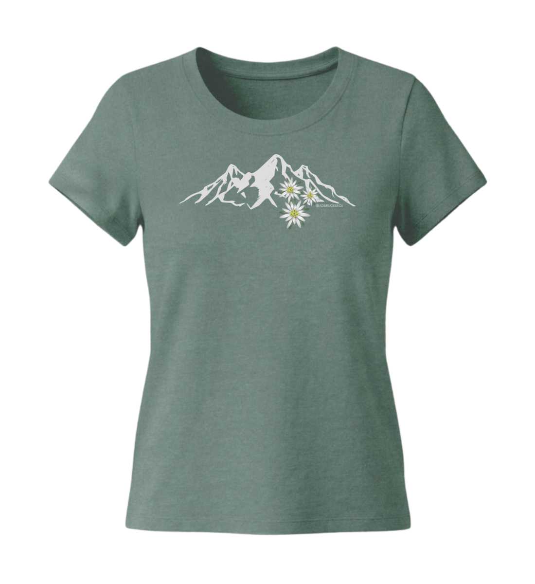Edelweiß | Damen Premium Organic T-Shirt (Fitted) in Green Bay von Rad&Rucksack