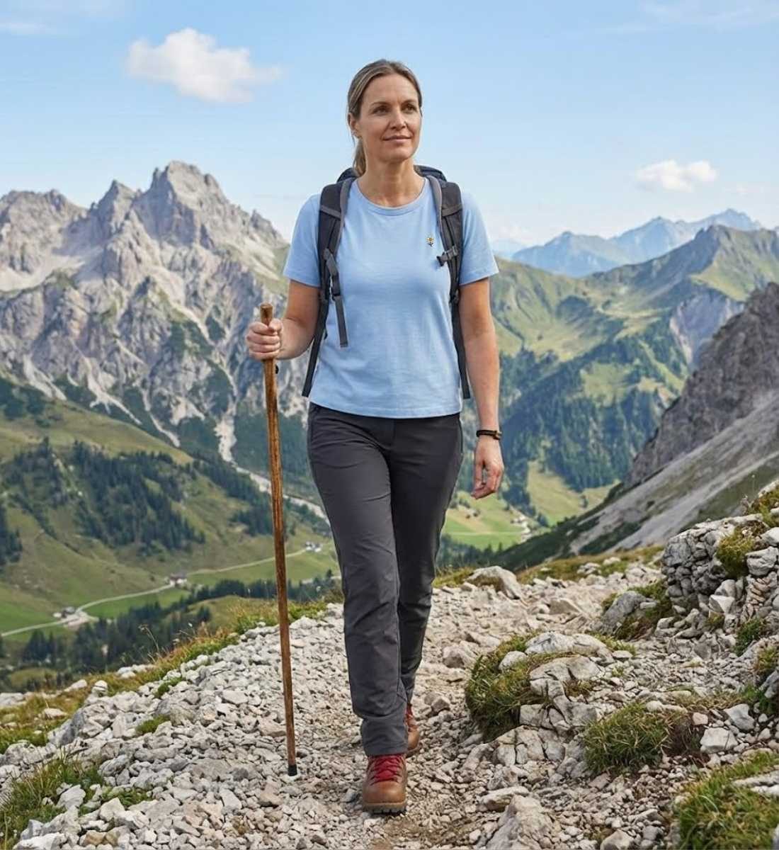 Edelweiß Stick | Damen Premium Organic T-Shirt (Stick) von Rad&Rucksack - Detailansicht