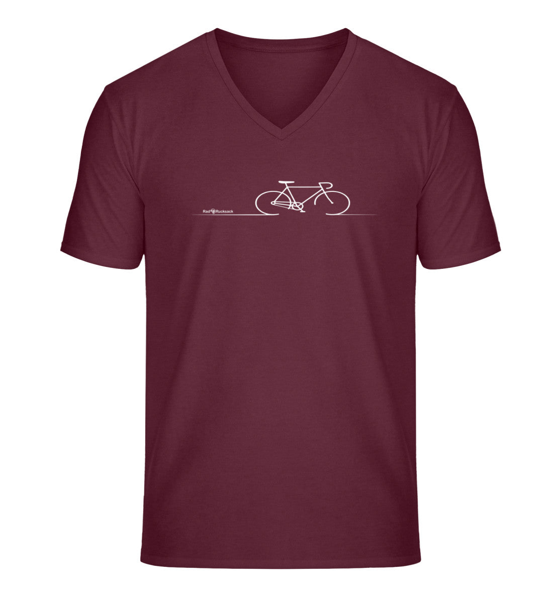 Fahrrad Bike | Herren V-Neck Premium Organic T-Shirt in Burgundy von Rad&Rucksack