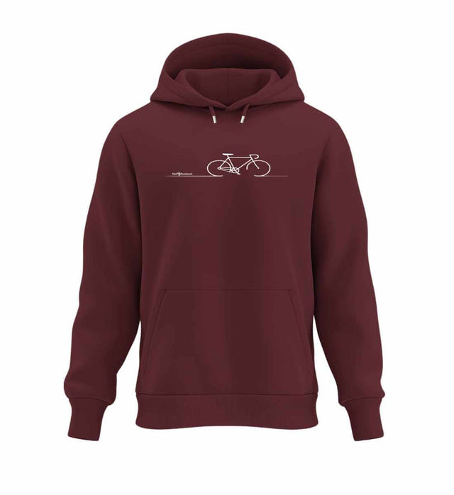 Warmer Hüttentour Hoodie Fahrrad Bike in Weinrot (Burgundy) – Produktbild (350 g/m² Bio-Baumwolle) von Rad&Rucksack