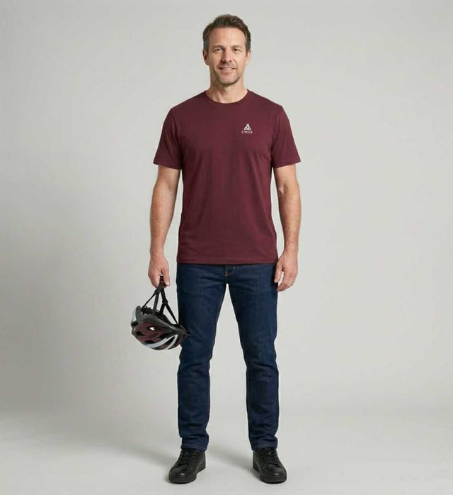 Fahrrad Cylce Bio T-Shirt mit Stick Herren – Detailaufnahme (100% Bio-Baumwolle) von Rad&Rucksack