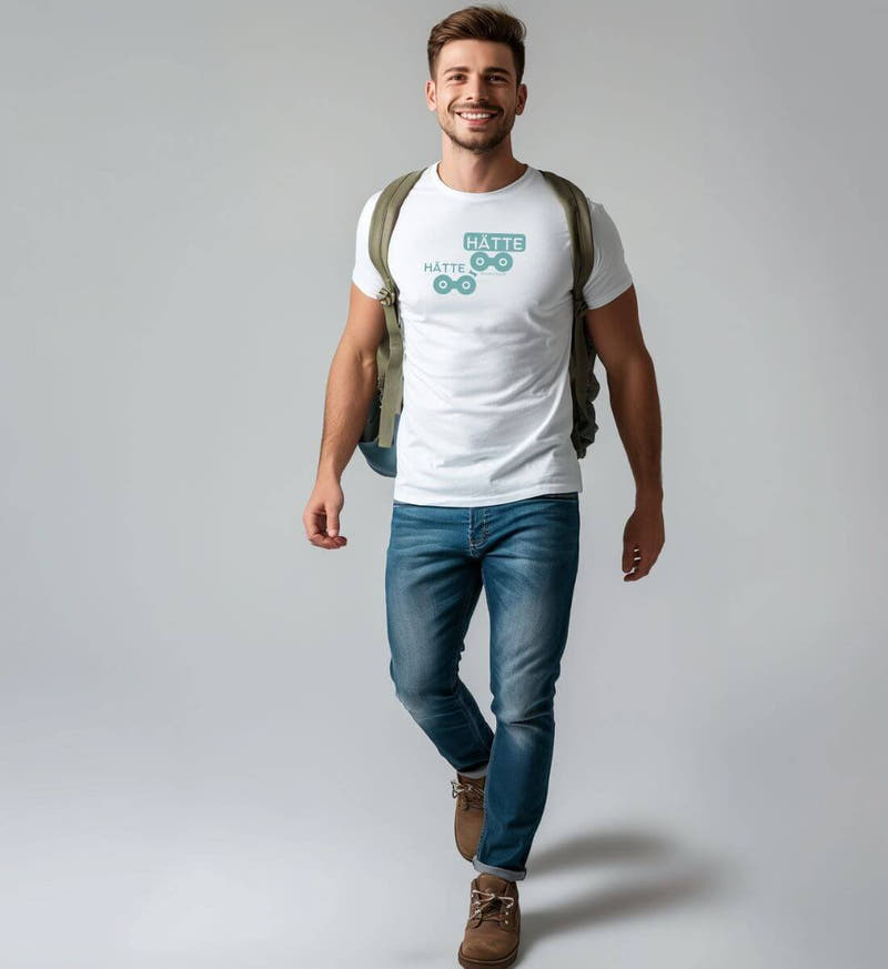 Fahrrad Hätte | Herren Premium Organic T-Shirt von Rad&Rucksack - am Model präsentiert