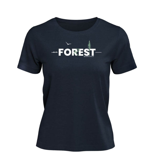 Forest T-Shirt Damen Dunkelblau (French Navy) – Produktbild (100% Bio-Baumwolle) von Rad&Rucksack