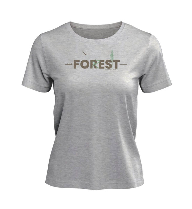 Forest T-Shirt Damen in Grau-Melange (Heather Grey) – Produktbild (100% Bio-Baumwolle) von Rad&Rucksack