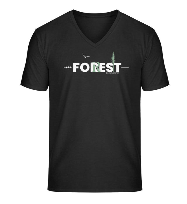 Forest Bio V-Neck T-Shirt Herren in Schwarz – Produktbild (100% Bio-Baumwolle) von Rad&Rucksack
