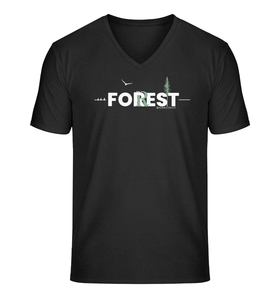 Forest | Herren V-Neck Premium Organic T-Shirt in Schwarz von Rad&Rucksack