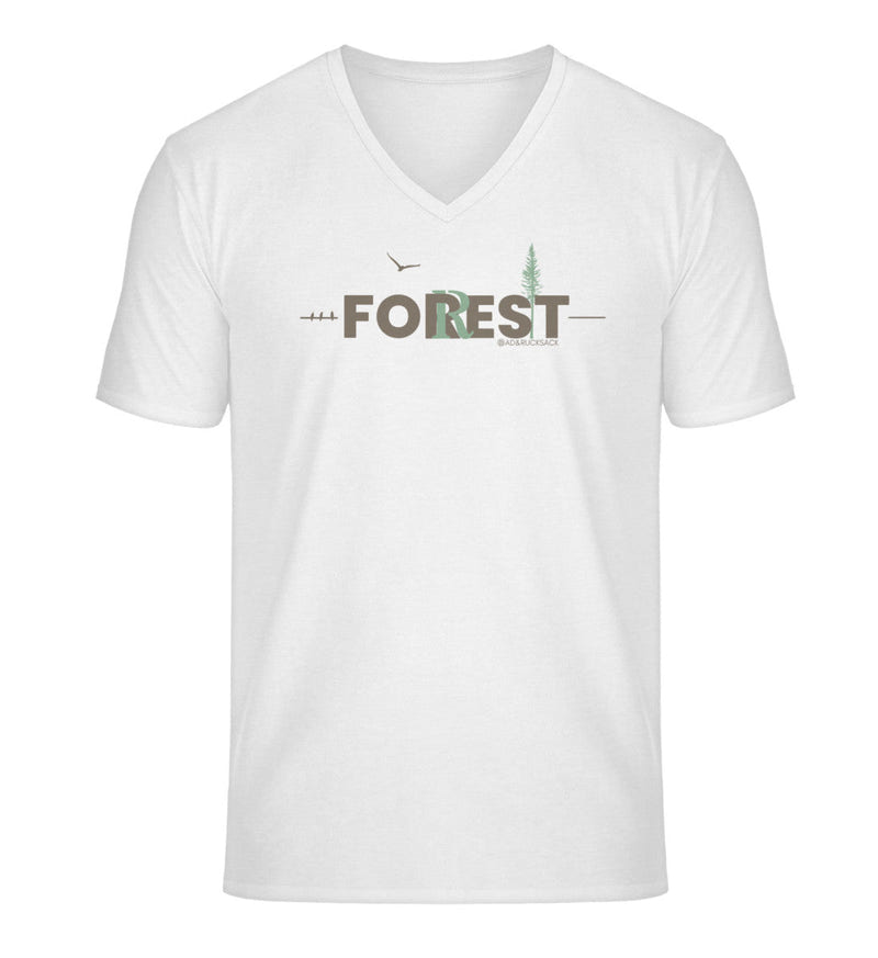 Forest V-Neck T-Shirt Herren in Weiß (White) – Produktbild (100% Bio-Baumwolle) von Rad&Rucksack