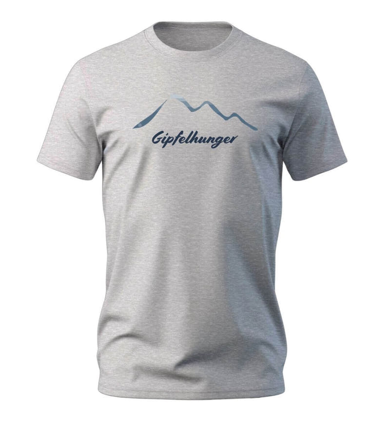 Gipfelhunger | Herren Premium Organic T-Shirt in Heather Grey von Rad&Rucksack