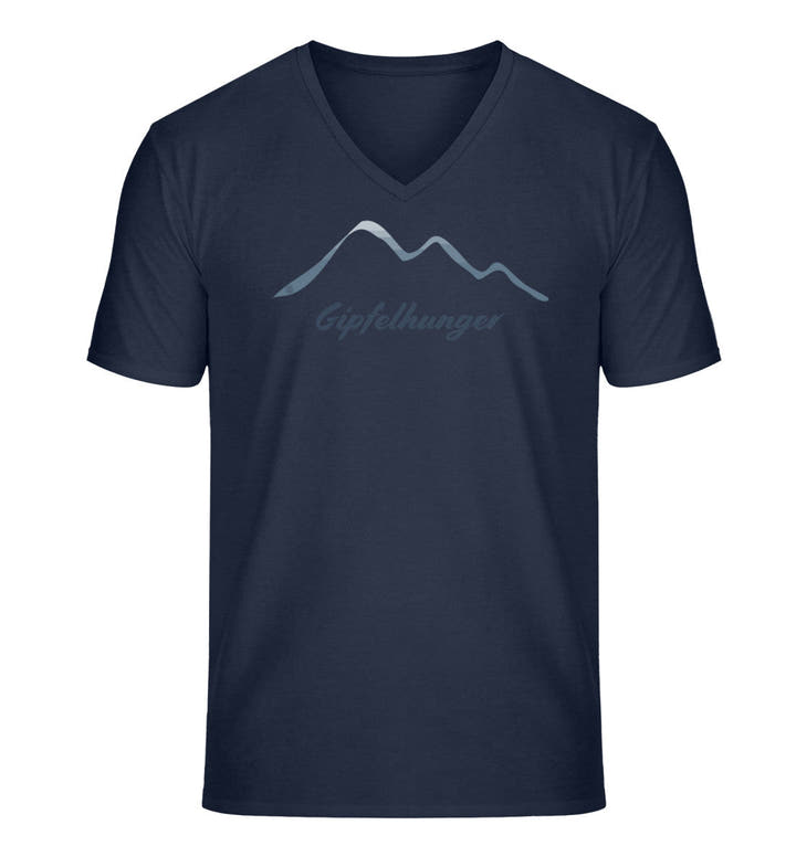 Gipfelhunger Bio V-Neck T-Shirt Herren in Dunkelblau (French Navy) – Produktbild (100% Bio-Baumwolle) von Rad&Rucksack