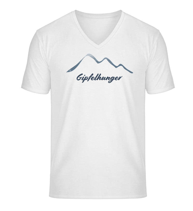 Gipfelhunger | Herren V-Neck Premium Organic T-Shirt in White von Rad&Rucksack