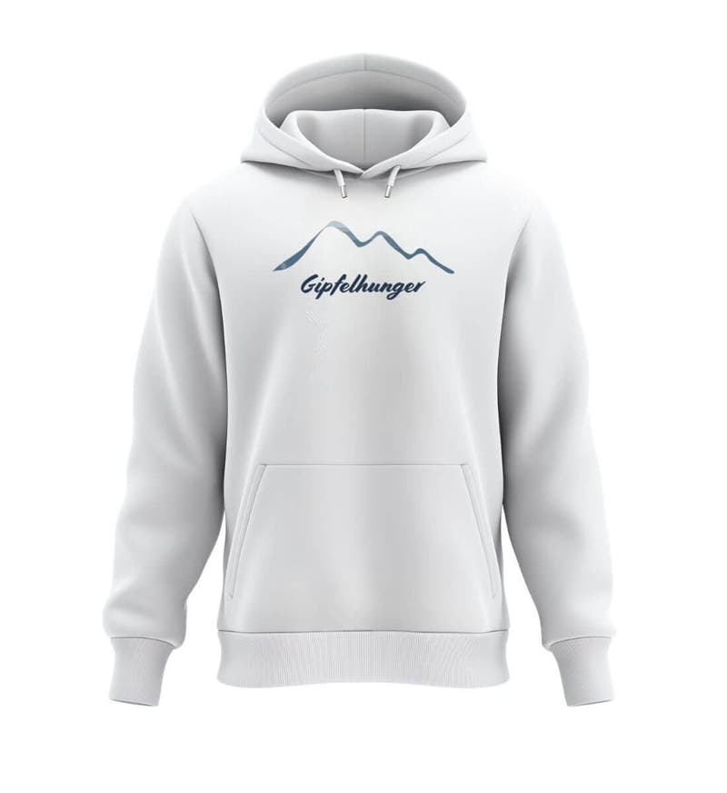 Gipfelhunger | Unisex Organic Hoodie in White von Rad&Rucksack