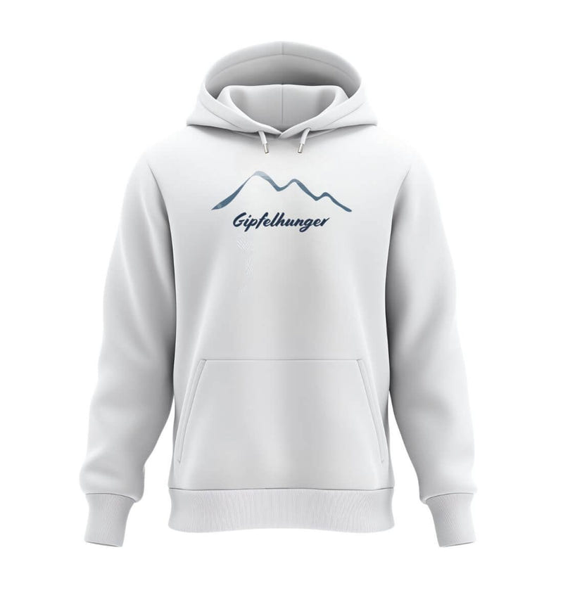 Gipfelhunger Hoodie in Weiß (White) – Produktbild (350 g/m² Bio-Baumwolle) von Rad&Rucksack