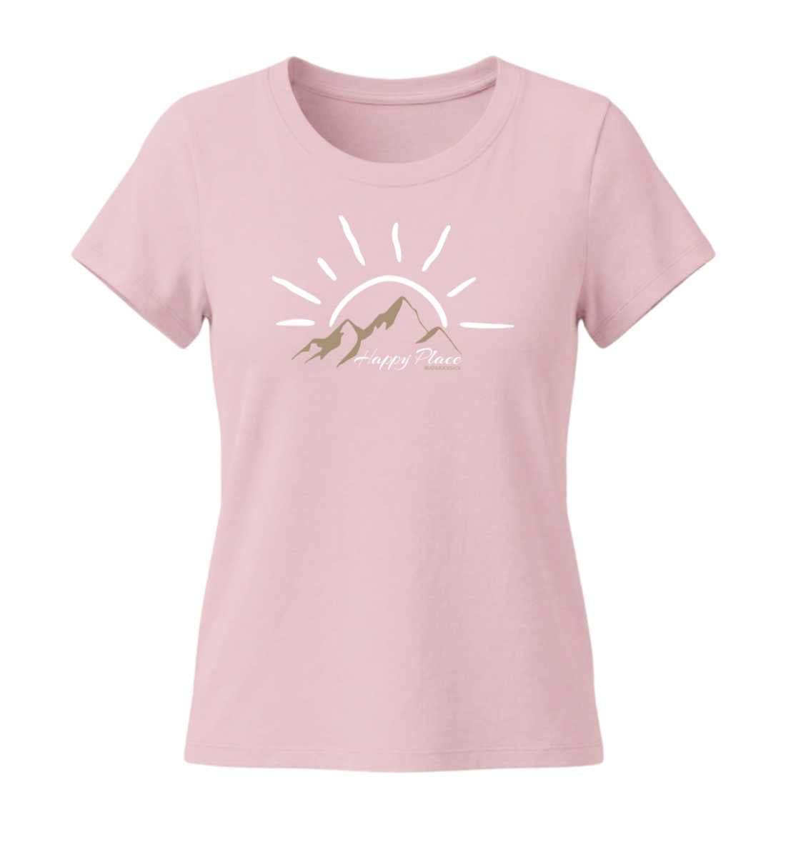 Happy Place | Damen Premium Organic T-Shirt (Fitted) in Cotton Pink von Rad&Rucksack