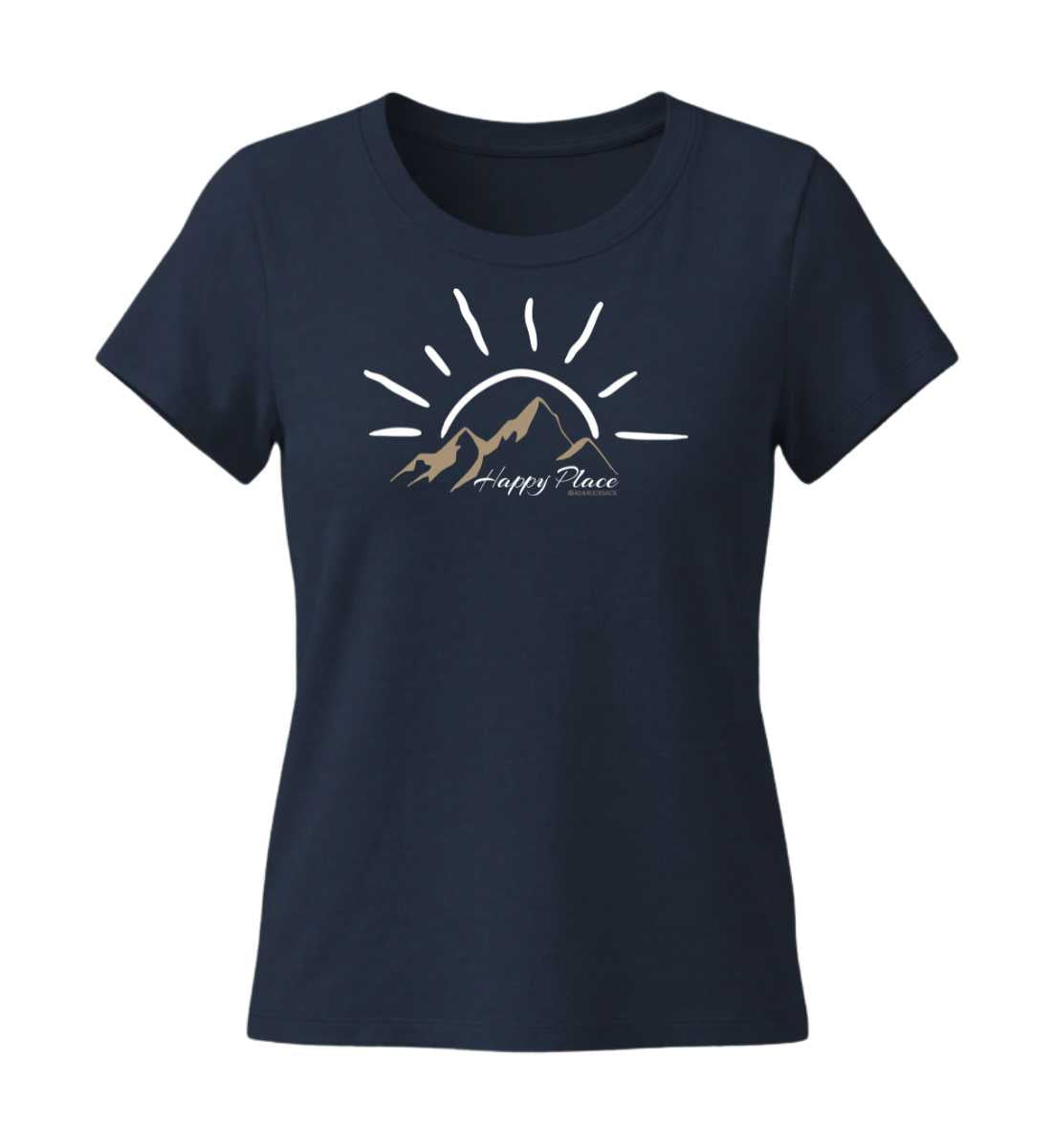 Happy Place | Damen Premium Organic T-Shirt (Fitted) in French Navy von Rad&Rucksack