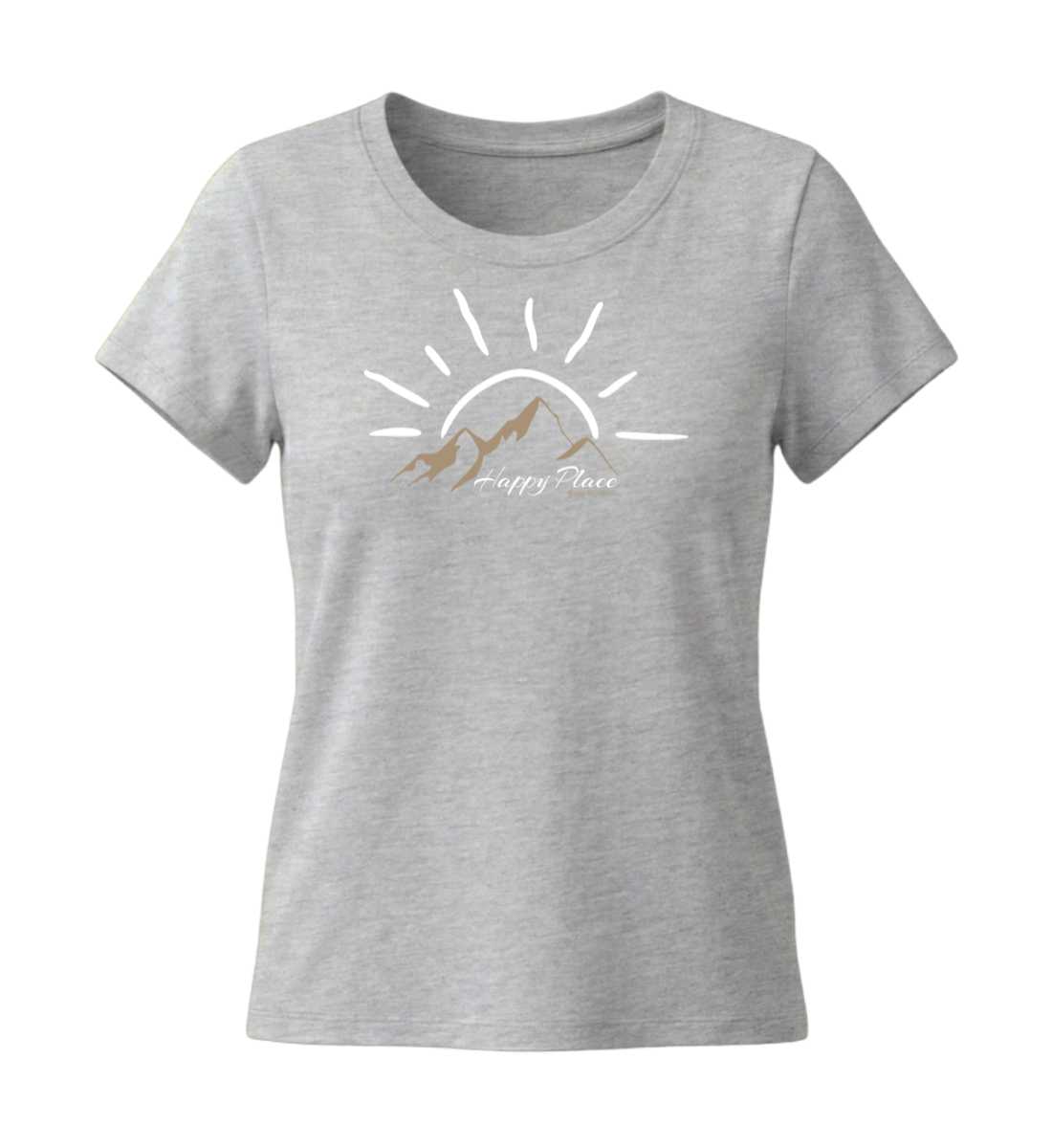 Happy Place | Damen Premium Organic T-Shirt (Fitted) in Heather Grey von Rad&Rucksack