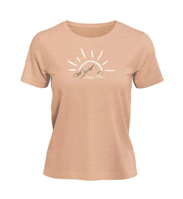 Happy Place T-Shirt Damen Pfirsich-Rosa (Fraiche Peche) – Produktbild (100% Bio-Baumwolle) von Rad&Rucksack