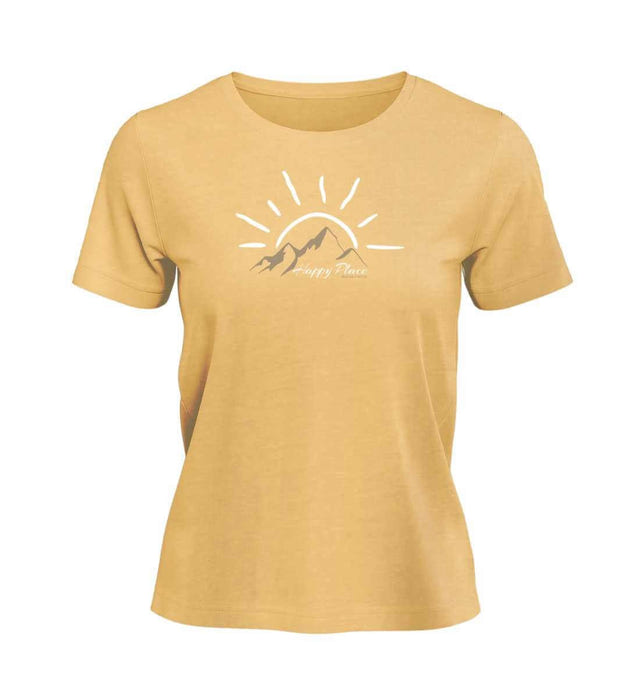 Happy Place T-Shirt Damen Apricot-Orange (Nispero) – Produktbild (100% Bio-Baumwolle) von Rad&Rucksack