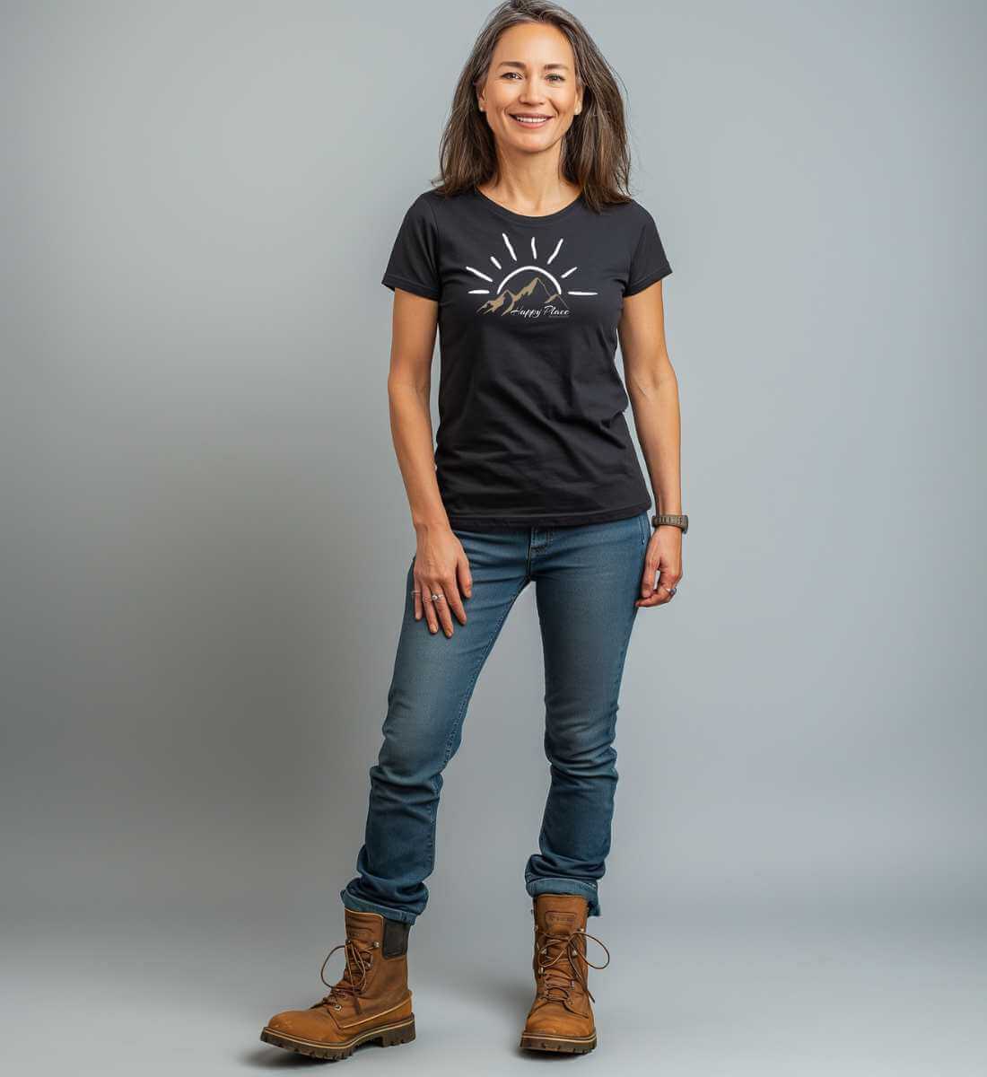 Happy Place | Damen Premium Organic T-Shirt von Rad&Rucksack - weitere Modelansicht 2