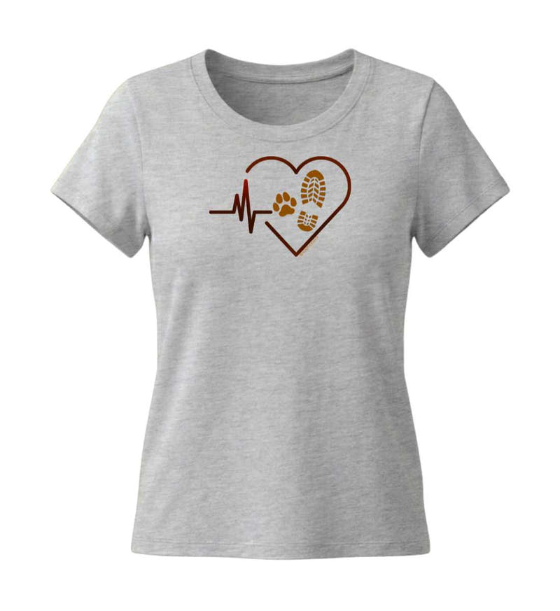 Herzschlag Hund Wandern | Damen Premium Organic T-Shirt (Fitted) in Heather Grey von Rad&Rucksack