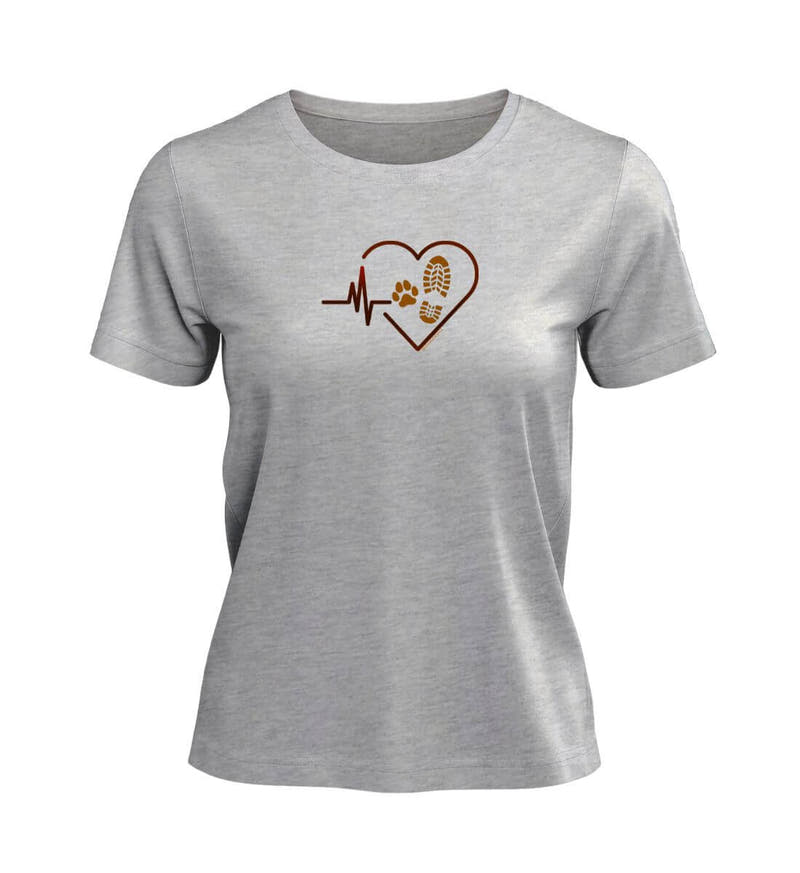 Herzschlag Hund Wandern | Damen Premium Organic T-Shirt in Heather Grey von Rad&Rucksack