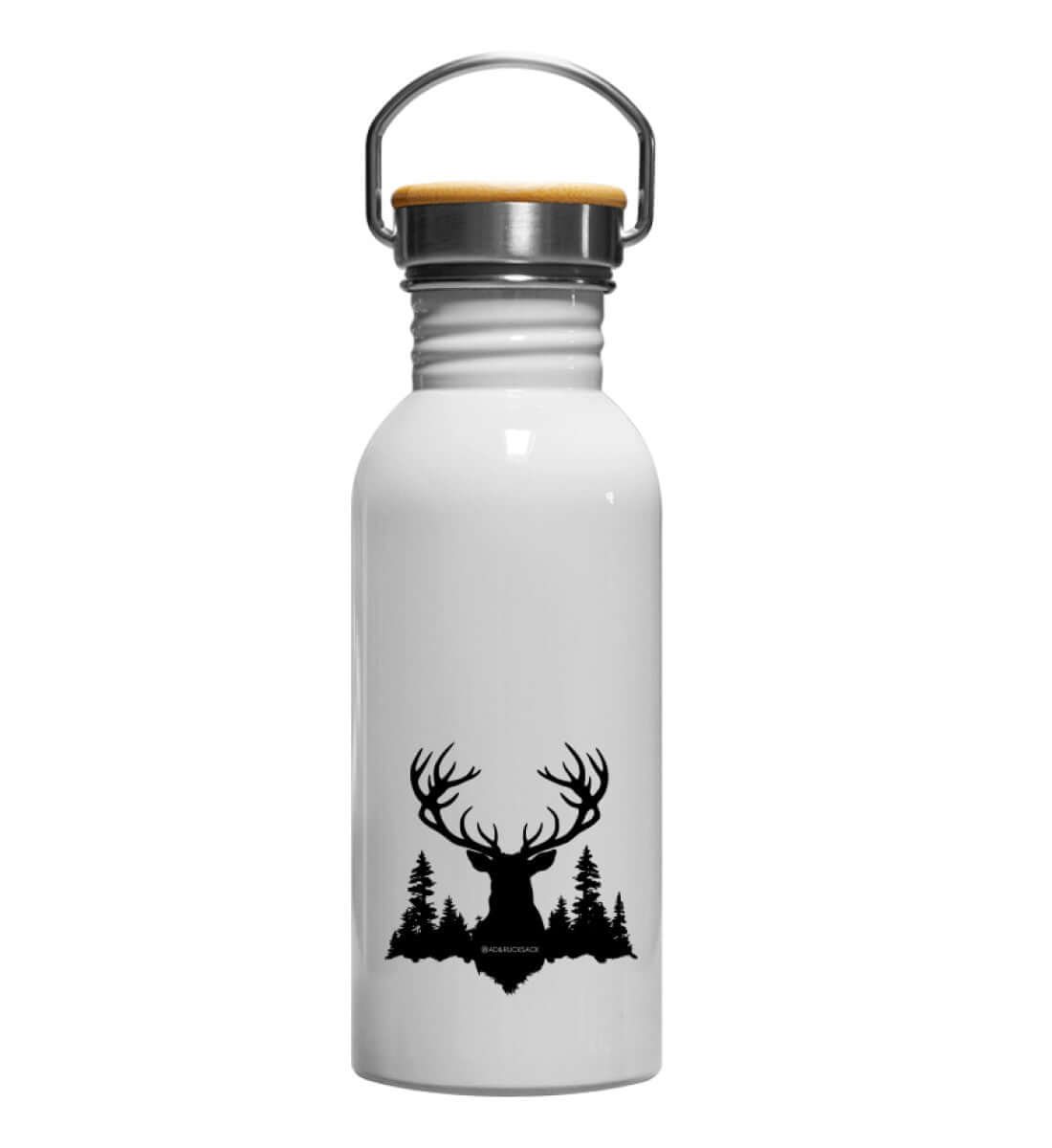 Hirsch Wald | Edelstahl Trinkflasche in White von Rad&Rucksack