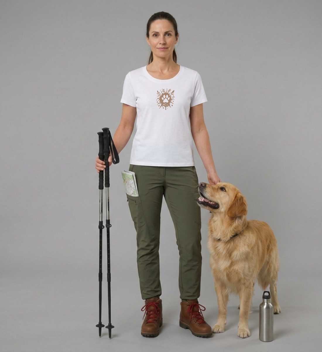 Hund Pfote | Damen Premium Organic T-Shirt (Fitted) von Rad&Rucksack - weitere Modelansicht 2