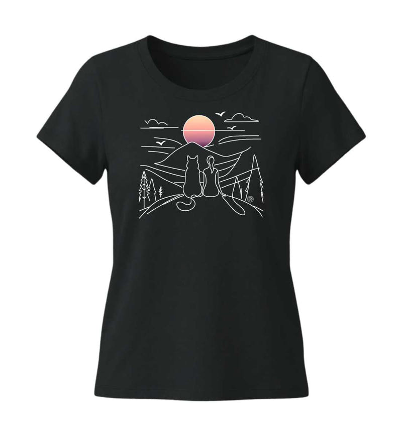 Hundemama T-Shirt Damen Tailliert in Schwarz (Black) – Produktbild (155 g/m² Bio-Baumwolle, tailliert) von Rad&Rucksack