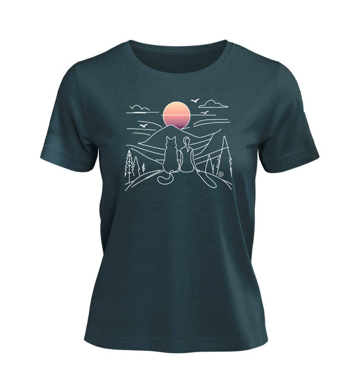 Hundemama T-Shirt Damen Blaugrün (Stargazer) – Produktbild (100% Bio-Baumwolle) von Rad&Rucksack