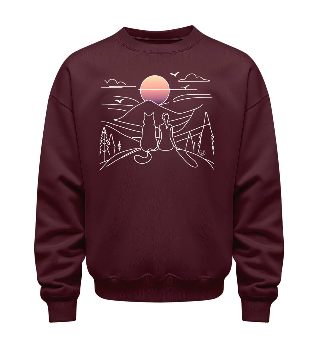 Hundemama | Unisex Organic Pullover in Burgundy von Shirtee