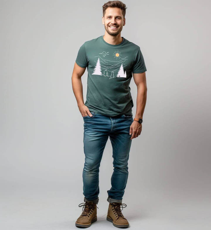 Hundepapa Bio T-Shirt Herren – Modelbild (100% Bio-Baumwolle) von Rad&Rucksack