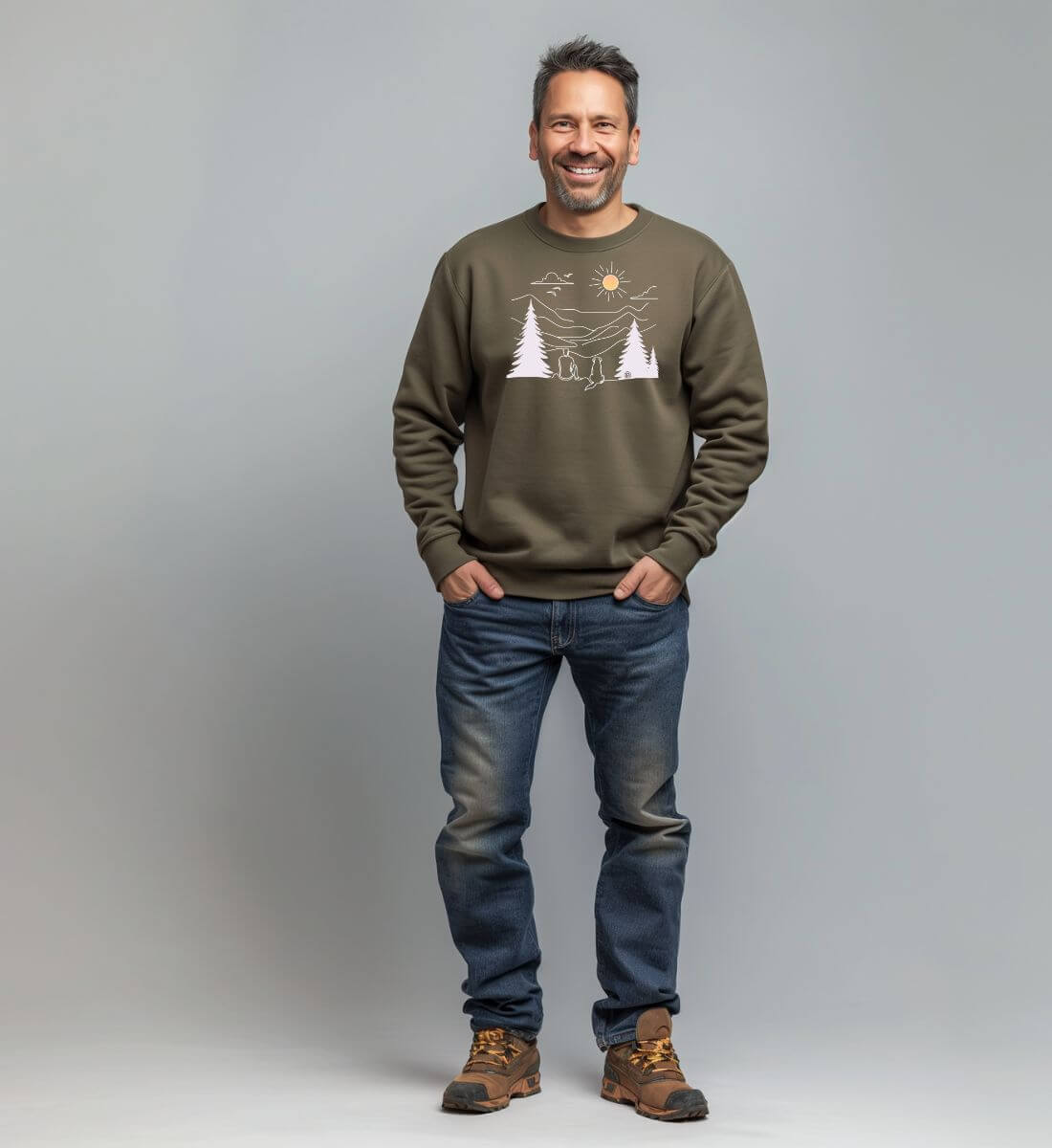 Hundepapa | Unisex Organic Pullover von Shirtee - am Model präsentiert