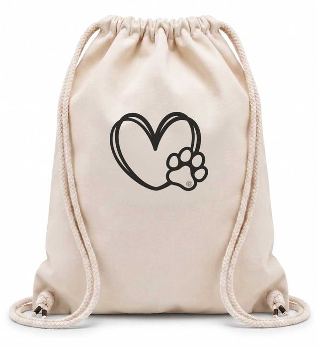 Turnbeutel Hundverliebt Baumwolle in Naturweiß (Natural) – Produktbild (100% Baumwolle, 12 L) von Rad&Rucksack
