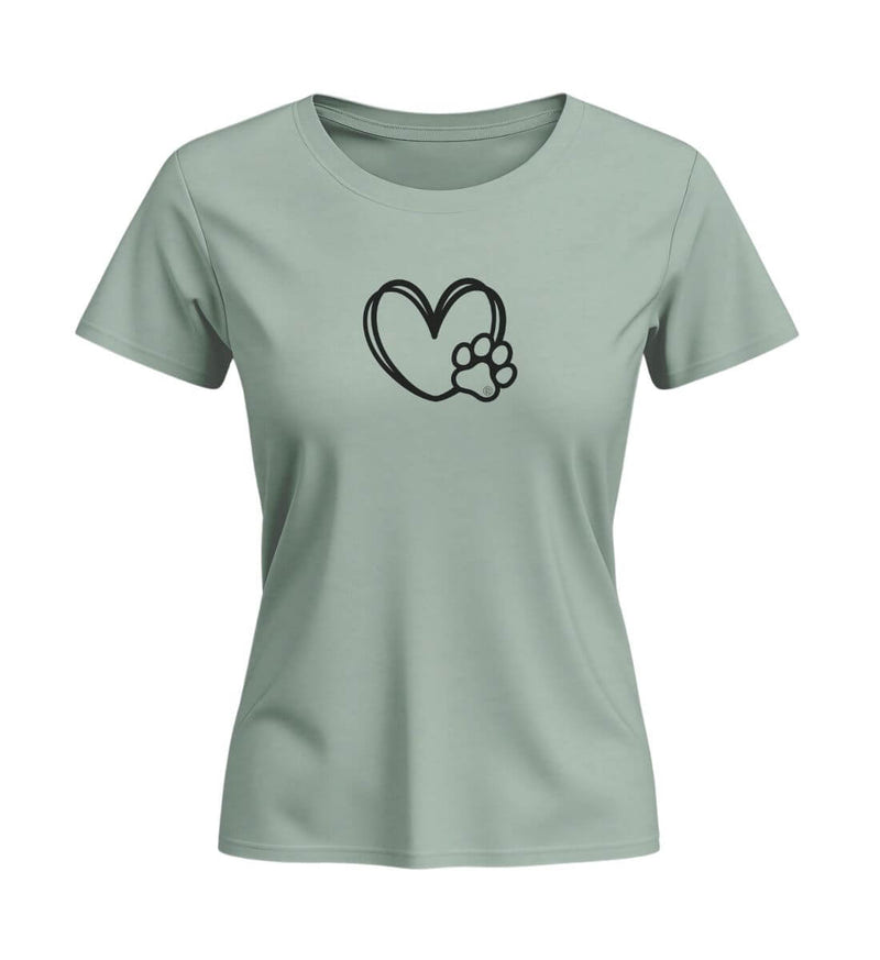 Hundverliebt Bio T-Shirt Damen Tailliert in Salbeigrün (Aloe) – Produktbild (155 g/m² Bio-Baumwolle, tailliert) von Rad&Rucksack