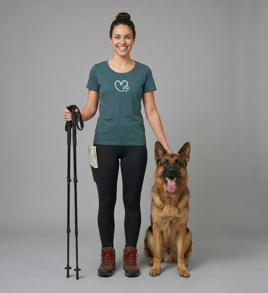 Hundverliebt | Damen Premium Organic T-Shirt (Fitted) von Rad&Rucksack - am Model präsentiert