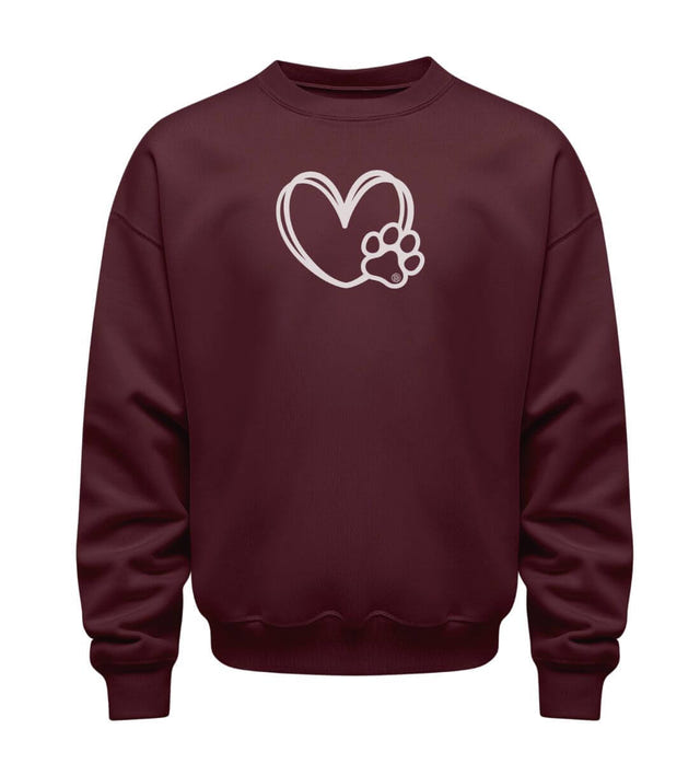 Hundverliebt Sweatshirt in Weinrot (Burgundy) – Produktbild (350 g/m² Bio-Baumwolle) von Rad&Rucksack