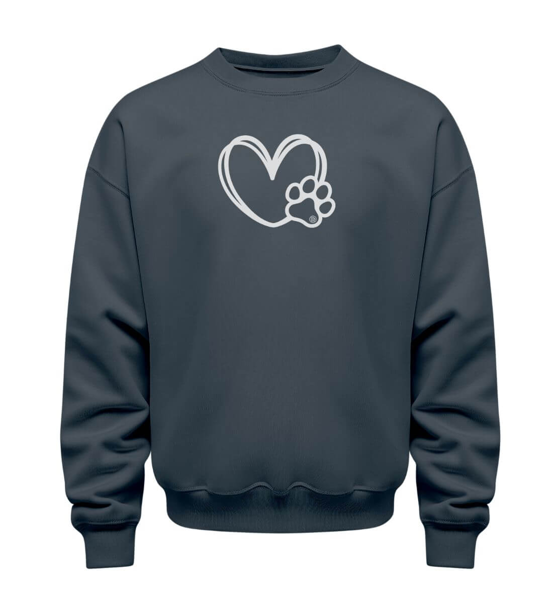 Hundverliebt | Unisex Organic Pullover in India Ink Grey von Shirtee