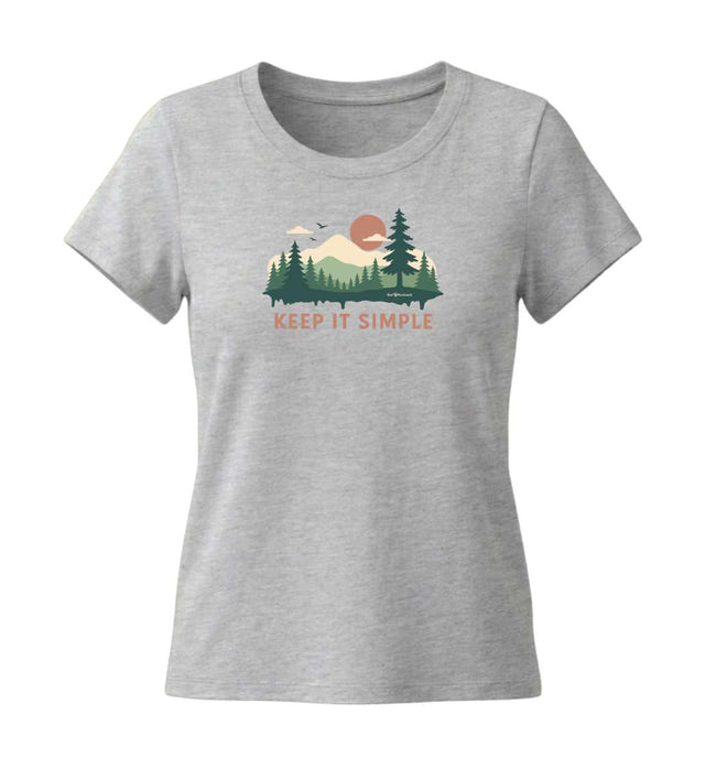 Keep It Simple T-Shirt Damen Grau-Melange (Heather Grey) – Produktbild (155 g/m² Bio-Baumwolle, tailliert) von Rad&Rucksack