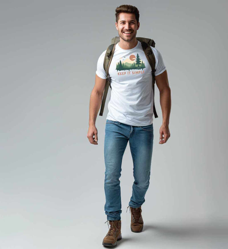 Keep it Simple | Herren Premium Organic T-Shirt von Rad&Rucksack - am Model präsentiert