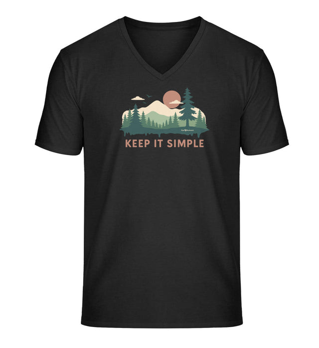 Outdoor V-Neck T-Shirt Keep It Simple Herren in Schwarz (Black) – Produktbild (100% Bio-Baumwolle) von Rad&Rucksack