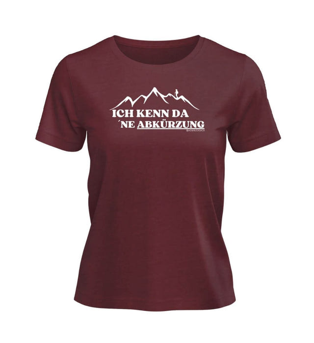 Outdoor T-Shirt Kenn Da Ne Abkürzung Damen in Weinrot (Burgundy) – Produktbild (100% Bio-Baumwolle) von Rad&Rucksack