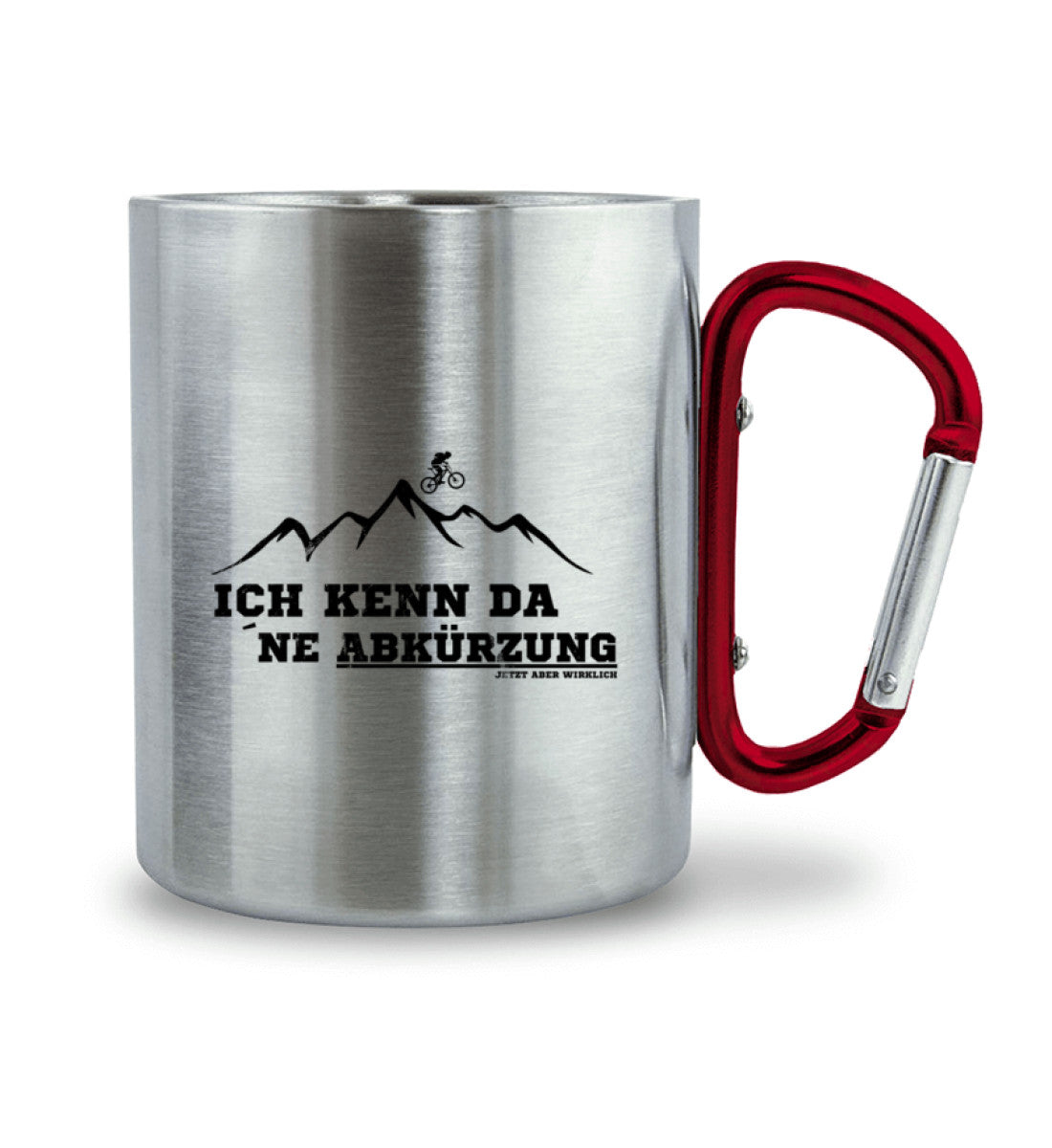 Kenn da ne Abkuerzung | Edelstahltasse mit Karabinergriff in Roter Karabiner von Rad&Rucksack