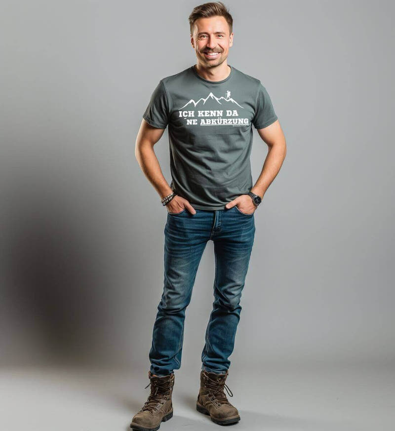 Kenn da ne Abkürzung | Herren Premium Organic T-Shirt von Rad&Rucksack - am Model präsentiert