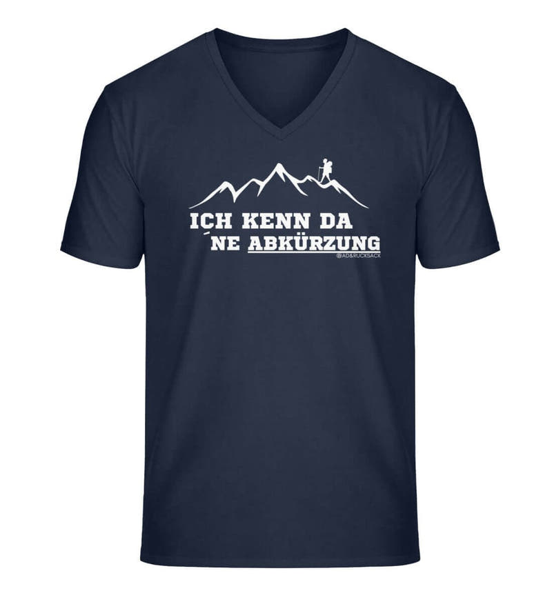 Kenn da ne Abkürzung | Herren V-Neck Premium Organic T-Shirt in French Navy von Rad&Rucksack