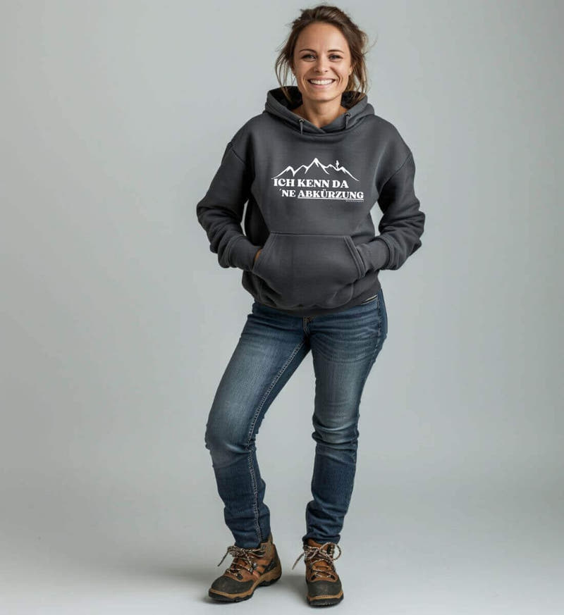 Kenn da ne Abkürzung | Unisex Organic Hoodie von Rad&Rucksack - am Model präsentiert