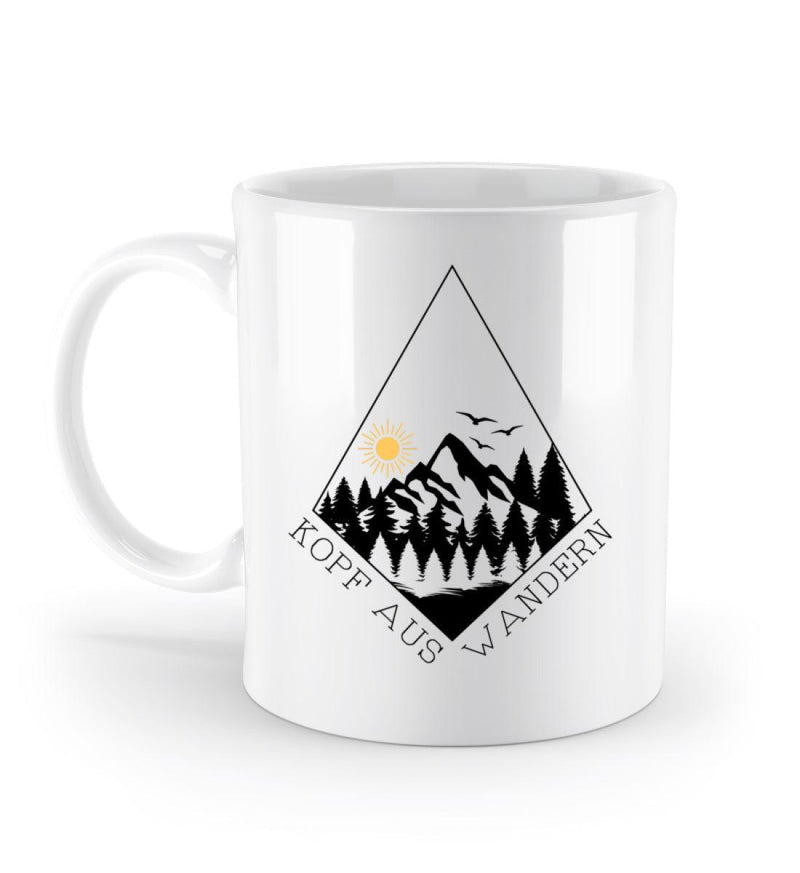 Coole Kaffeetasse „Kopf aus“ in Weiß – Produktbild (Keramik, 330 ml) von Rad&Rucksack