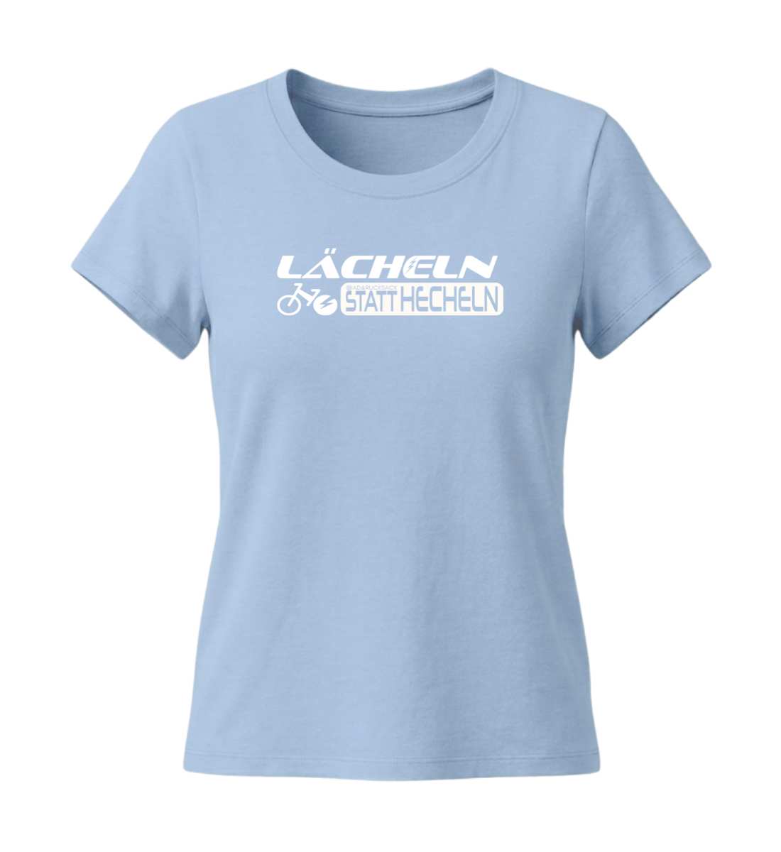 Lächeln statt hecheln | Damen Premium Organic T-Shirt (Fitted) in Blue Soul von Rad&Rucksack