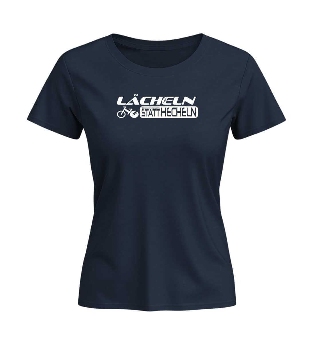 Lächeln statt hecheln | Damen Premium Organic T-Shirt (Fitted) in French Navy von Rad&Rucksack