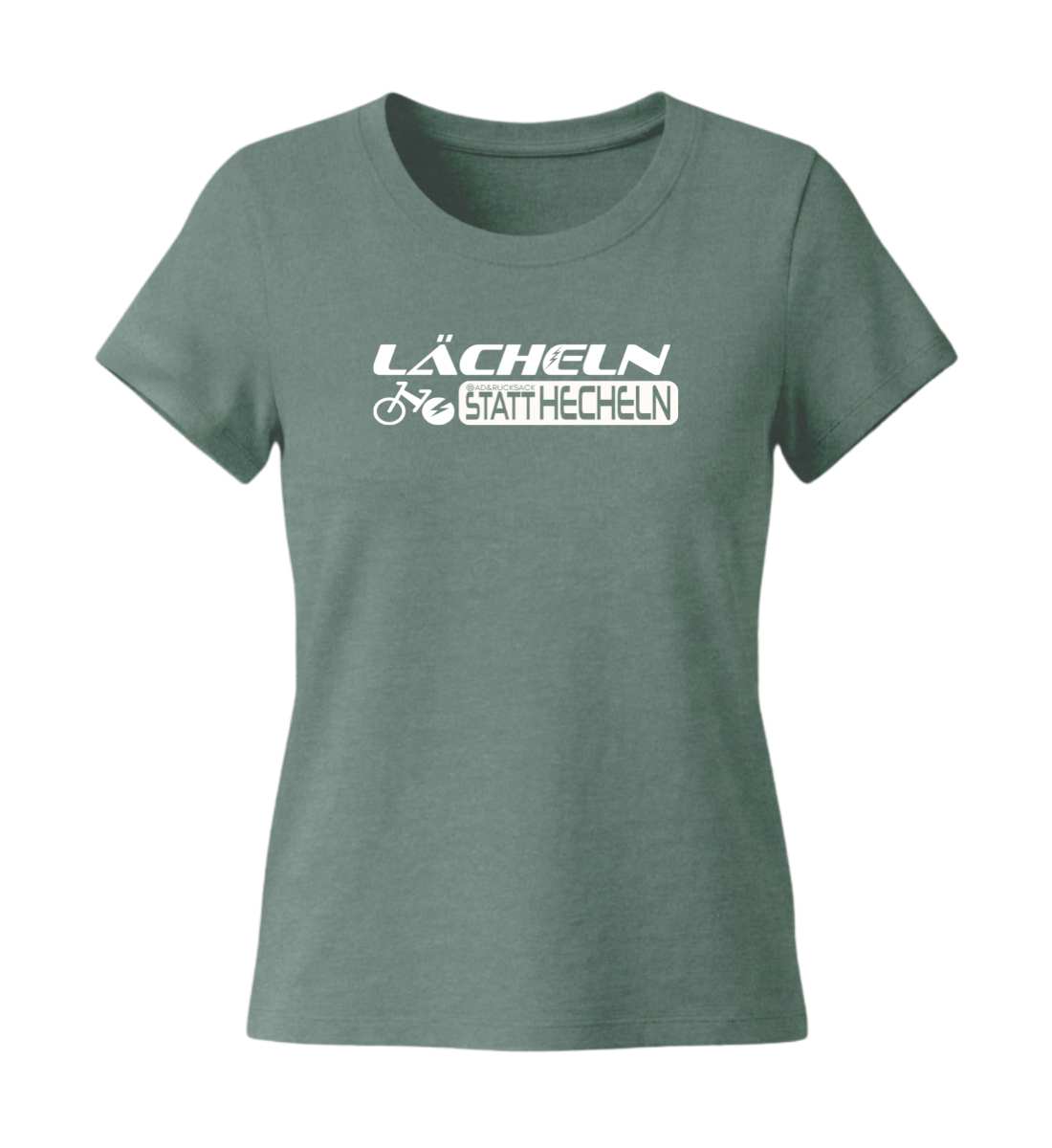 Lächeln statt hecheln | Damen Premium Organic T-Shirt (Fitted) in Green Bay von Rad&Rucksack