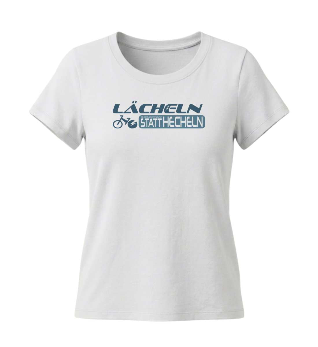 Lächeln statt hecheln | Damen Premium Organic T-Shirt (Fitted) in White von Rad&Rucksack