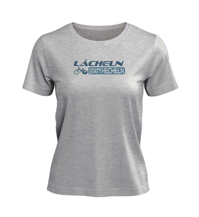 Lächeln Statt Hecheln T-Shirt Damen Grau-Melange (Heather Grey) – Produktbild (100% Bio-Baumwolle) von Rad&Rucksack
